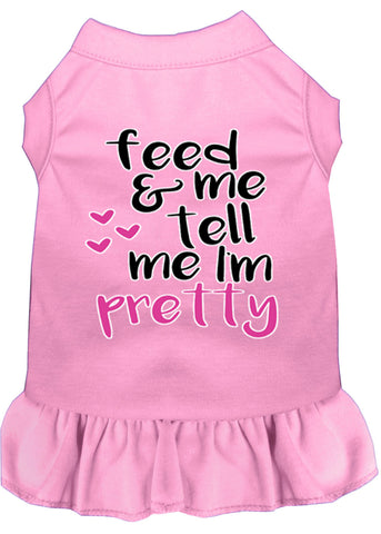 Tell Me I'm Pretty Screen Print Dog Dress Light Pink Sm (10)