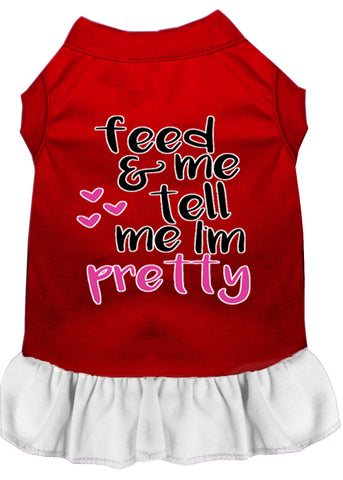 Tell Me I'm Pretty Screen Print Dog Dress Red With White Lg (14)