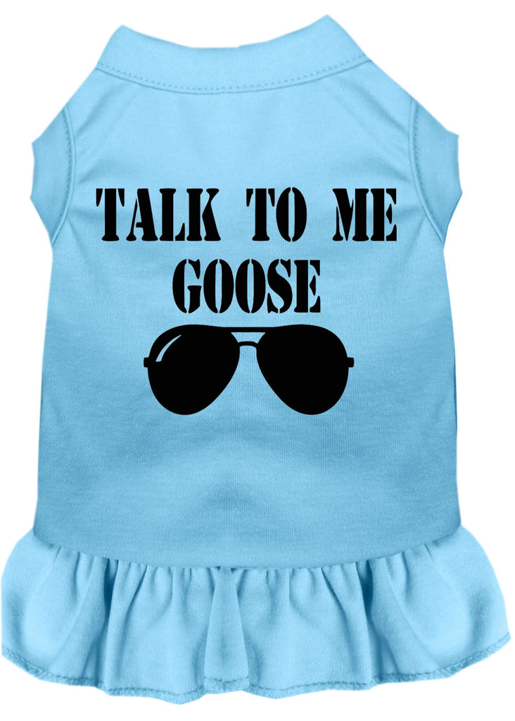 Talk To Me Goose Screen Print Dog Dress Baby Blue Med (12)