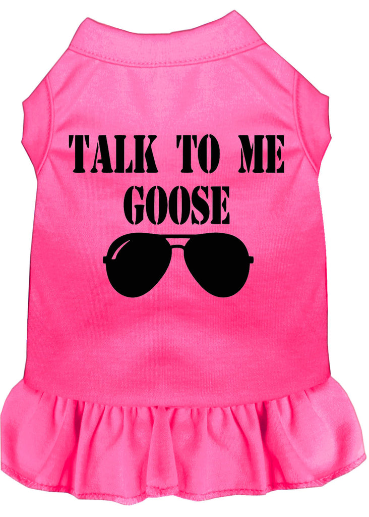 Talk To Me Goose Screen Print Dog Dress Bright Pink 4x (22)