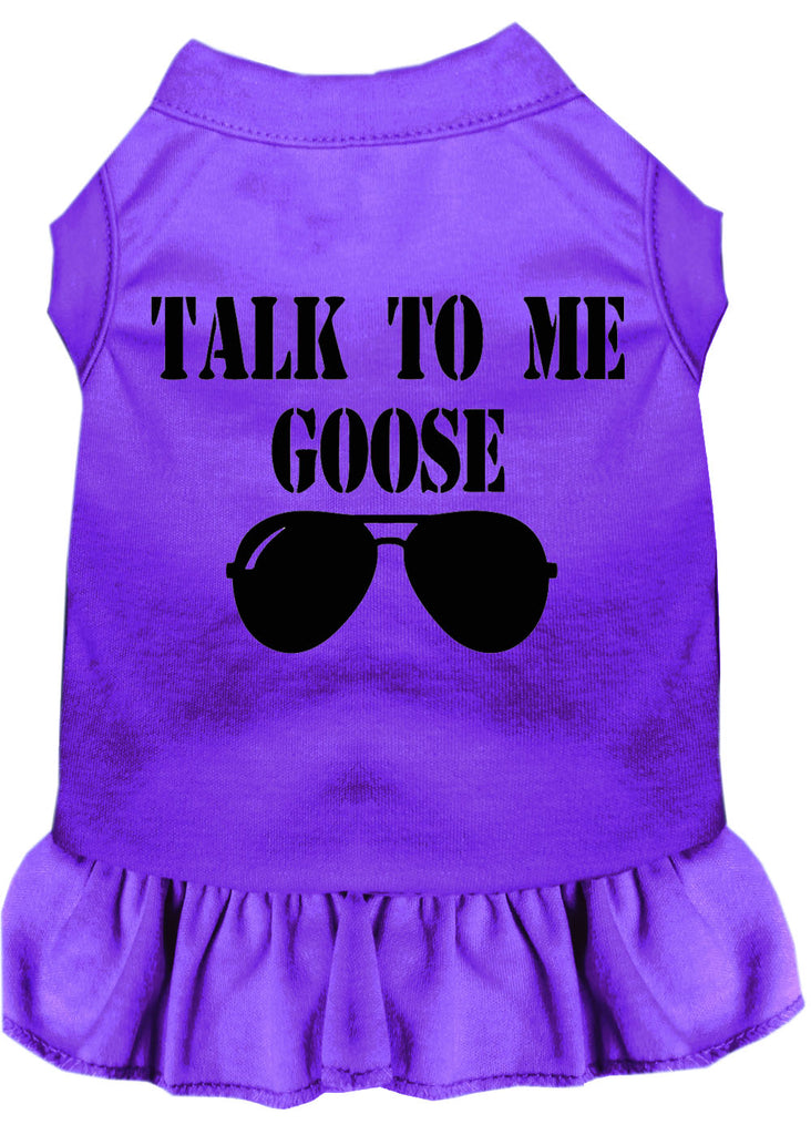 Talk To Me Goose Screen Print Dog Dress Purple 4x (22)