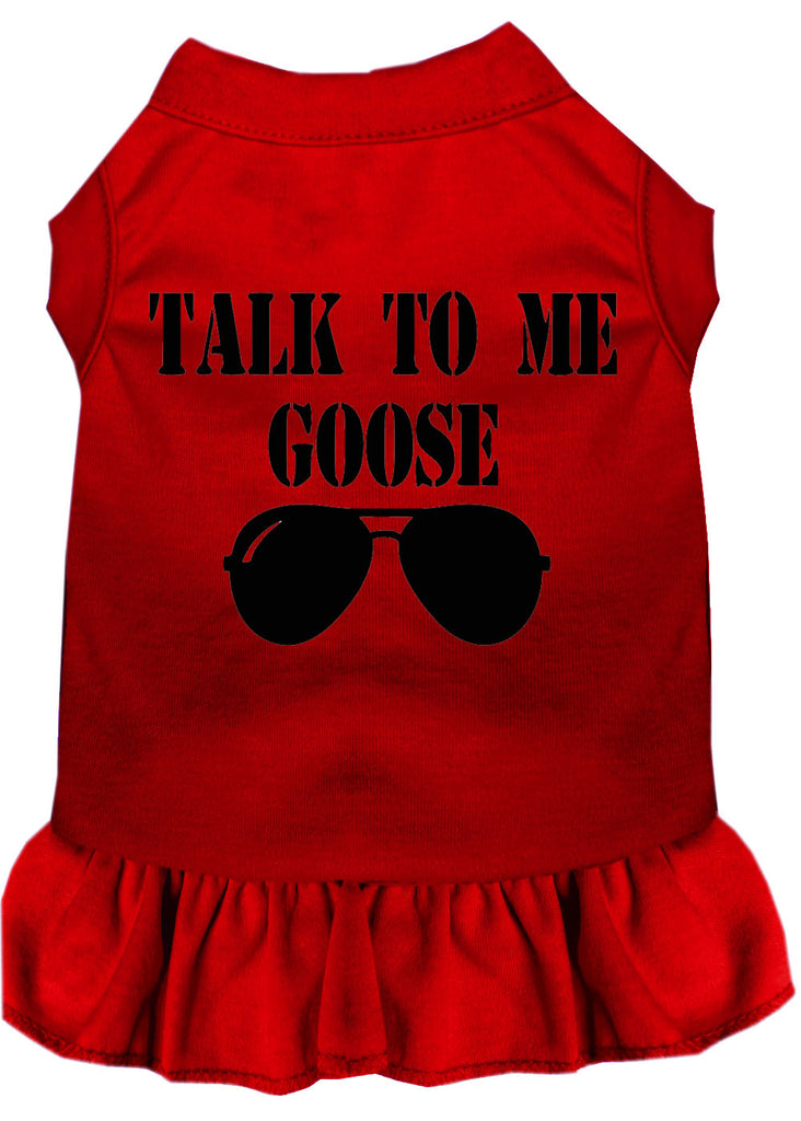 Talk To Me Goose Screen Print Dog Dress Red Med (12)