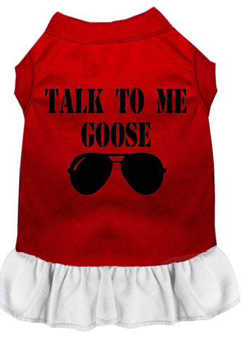 Talk To Me Goose Screen Print Dog Dress Red With White Lg (14)