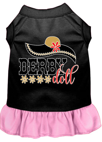 Derby Doll Screen Print Dog Dress Black With Light Pink Lg (14)