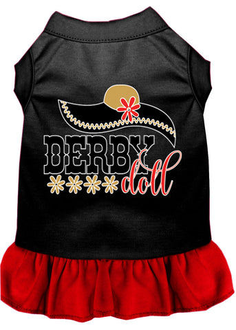 Derby Doll Screen Print Dog Dress Black With Red Med (12)