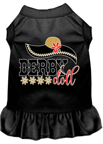 Derby Doll Screen Print Dog Dress Black Sm (10)