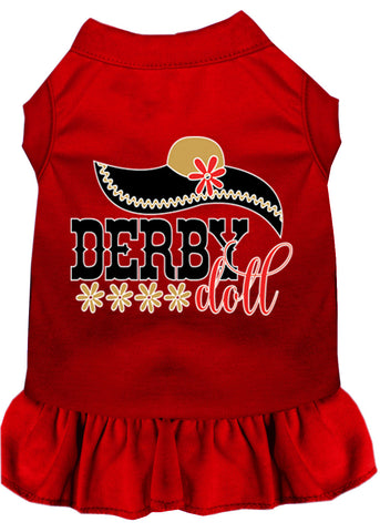 Derby Doll Screen Print Dog Dress Red 4x (22)