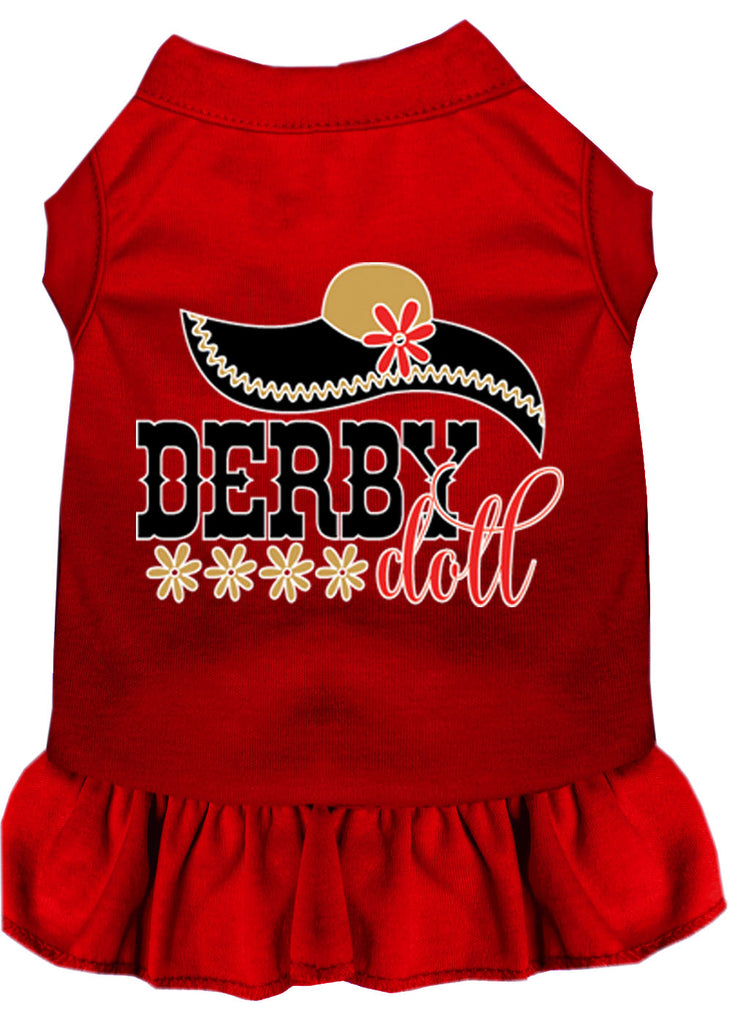 Derby Doll Screen Print Dog Dress Red Sm (10)