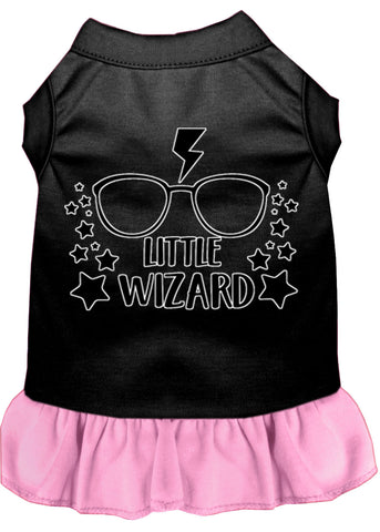 Little Wizard Screen Print Dog Dress Black With Light Pink Med (12)