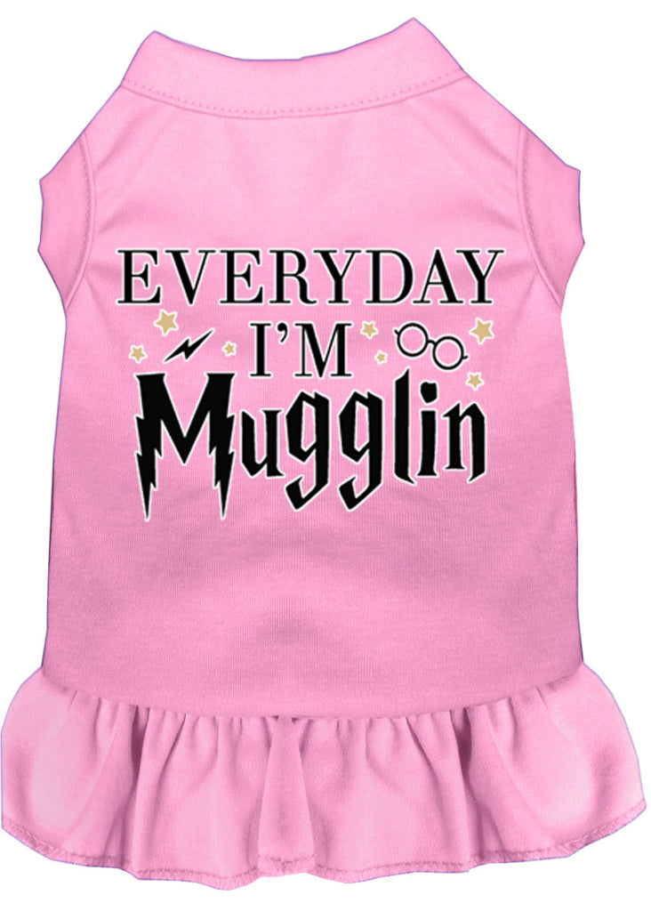 Everyday I'm Mugglin Screen Print Dog Dress Light Pink Xxl (18)