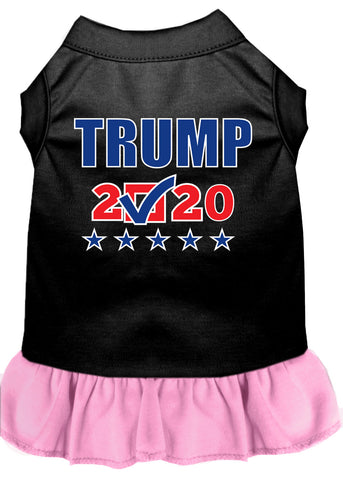 Trump 2020 Checkbox Screen Print Dog Dress Black With Light Pink Med