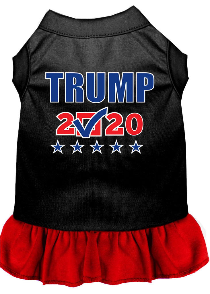 Trump 2020 Checkbox Screen Print Dog Dress Black With Red Lg