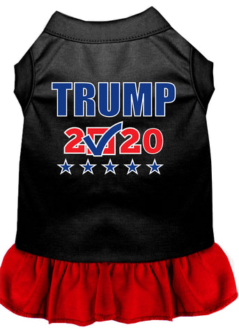 Trump 2020 Checkbox Screen Print Dog Dress Black With Red Med