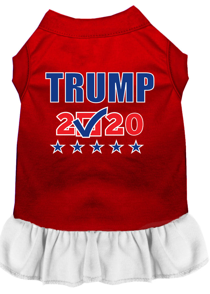 Trump 2020 Checkbox Screen Print Dog Dress Red With White Med