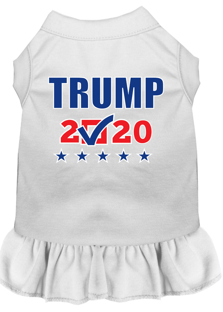 Trump 2020 Checkbox Screen Print Dog Dress White 4x