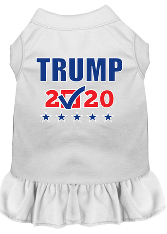 Trump 2020 Checkbox Screen Print Dog Dress White Xs