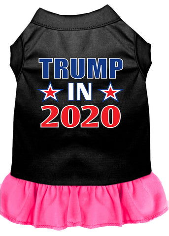 Trump In 2020 Screen Print Dog Dress Black With Bright Pink Med