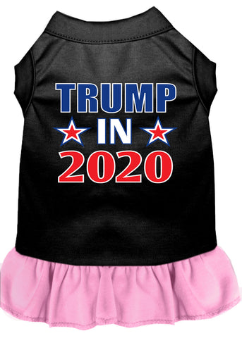 Trump In 2020 Screen Print Dog Dress Black With Light Pink Med