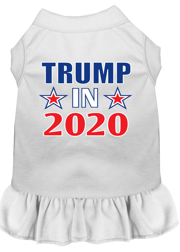 Trump In 2020 Screen Print Dog Dress White Med