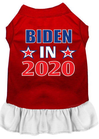 Biden In 2020 Screen Print Dog Dress Red With White Med