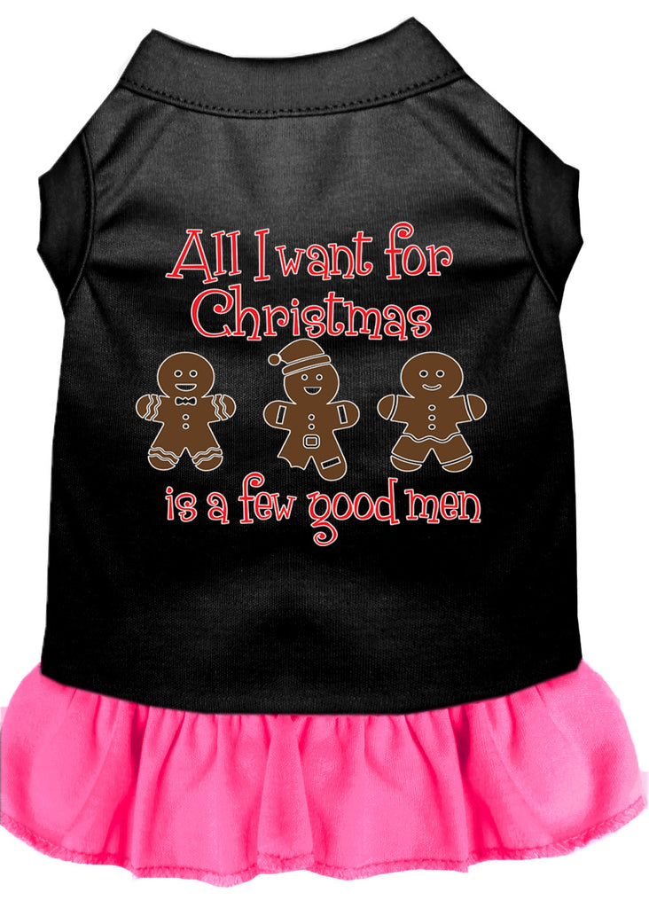 All I Want Is A Few Good Men Screen Print Dog Dress Black With Bright Pink 4x