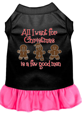 All I Want Is A Few Good Men Screen Print Dog Dress Black With Bright Pink Med