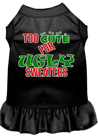 Too Cute For Ugly Sweaters Screen Print Dog Dress Black 4x