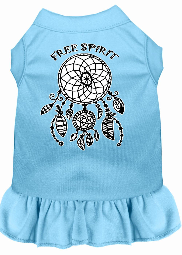 Free Spirit Screen Print Dog Dress Baby Blue 4x (22)