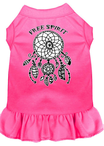 Free Spirit Screen Print Dog Dress Bright Pink 4x (22)