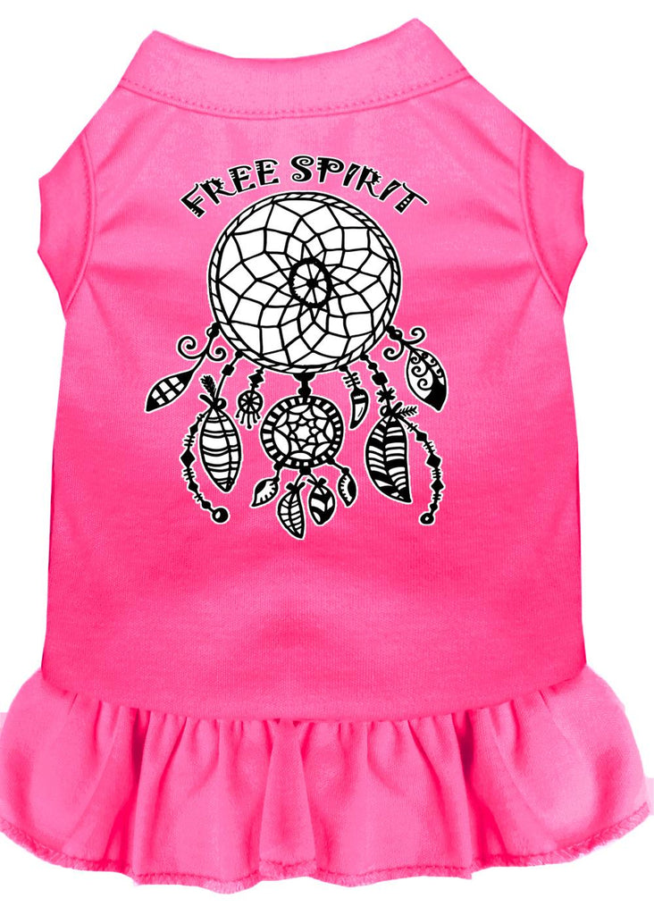 Free Spirit Screen Print Dog Dress Bright Pink Lg (14)