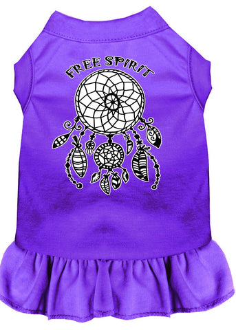 Free Spirit Screen Print Dog Dress Purple Xs (8)
