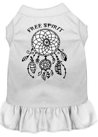 Free Spirit Screen Print Dog Dress White Xs (8)