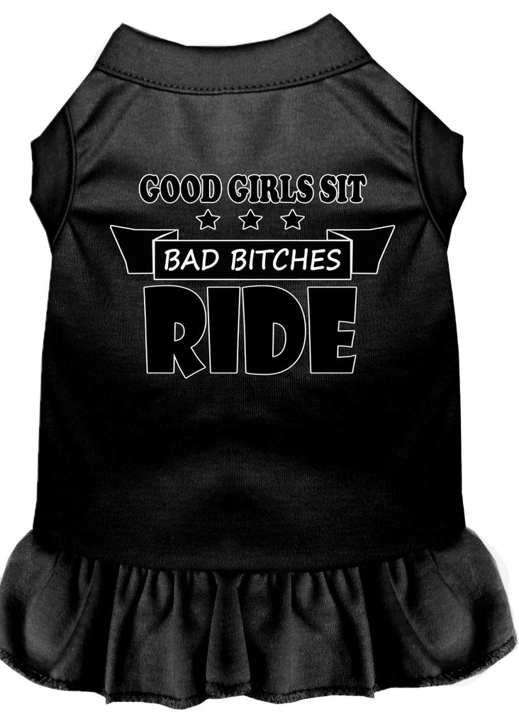 Bitches Ride Screen Print Dog Dress Black 4x (22)