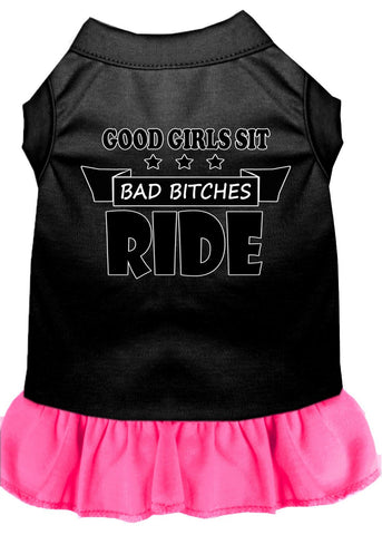 Bitches Ride Screen Print Dog Dress Black With Bright Pink Lg (14)