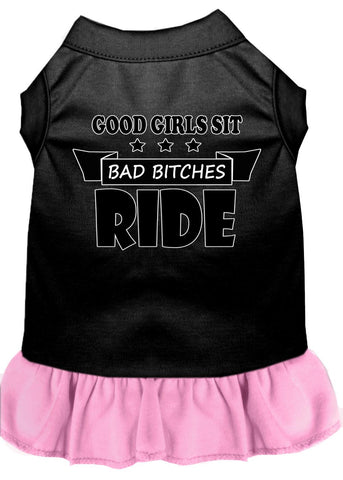 Bitches Ride Screen Print Dog Dress Black With Light Pink Xl (16)