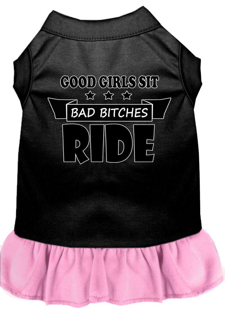 Bitches Ride Screen Print Dog Dress Black With Light Pink Xs (8)