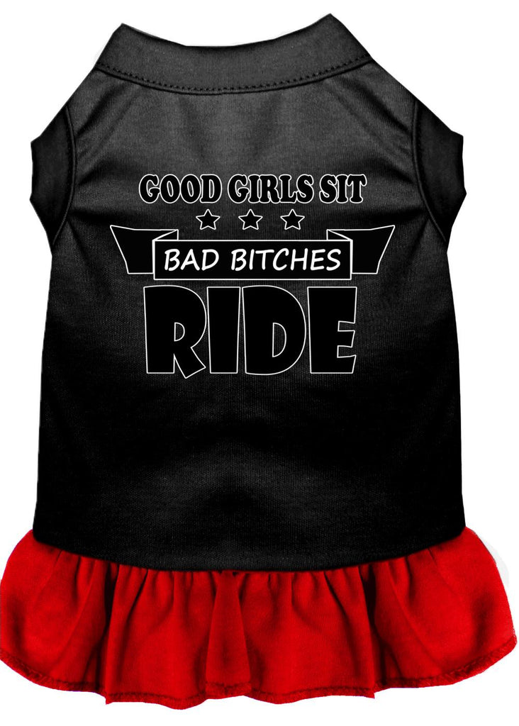 Bitches Ride Screen Print Dog Dress Black With Red Med (12)