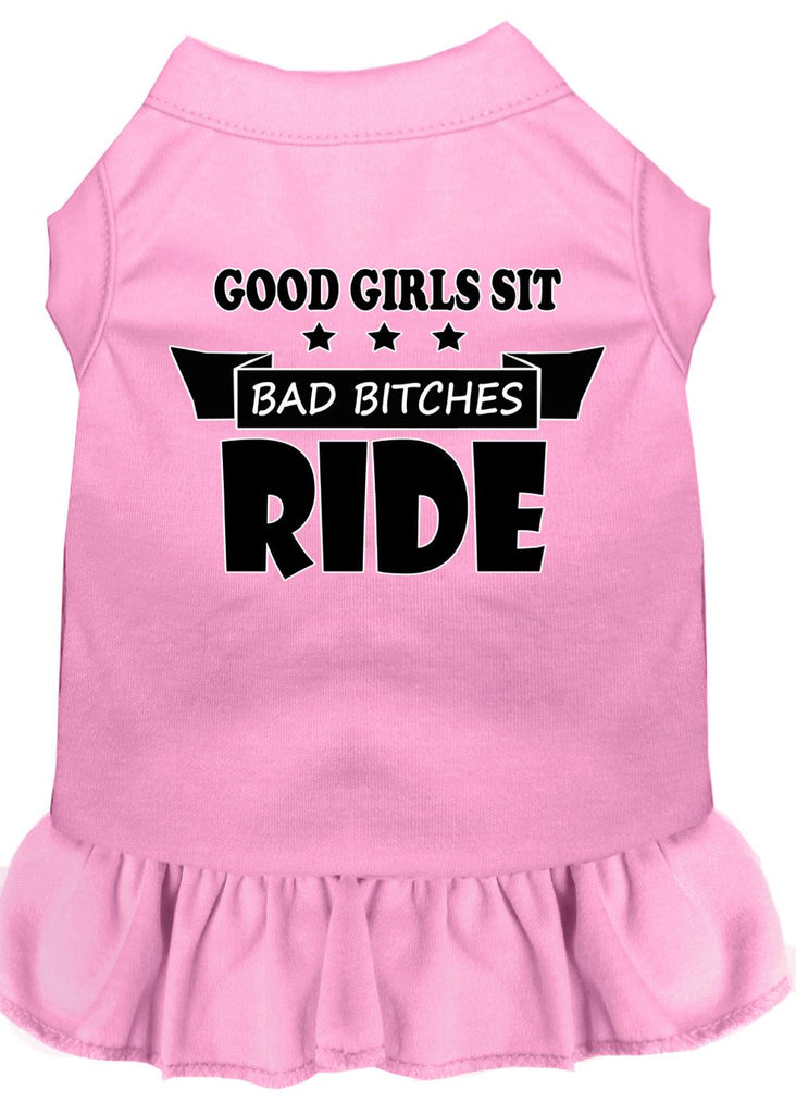 Bitches Ride Screen Print Dog Dress Light Pink 4x (22)