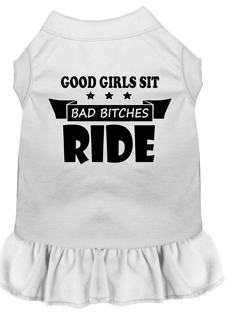 Bitches Ride Screen Print Dog Dress White Lg (14)