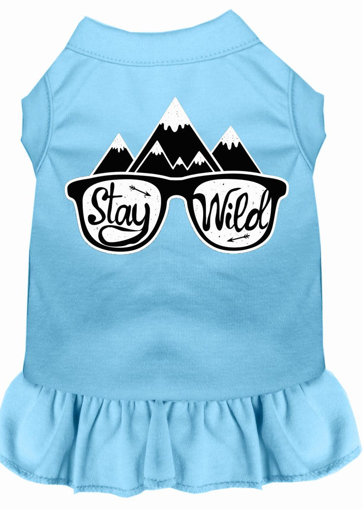 Stay Wild Screen Print Dog Dress Baby Blue Xs (8)