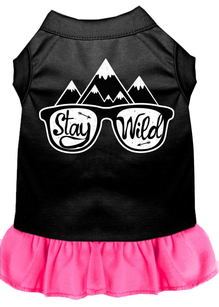 Stay Wild Screen Print Dog Dress Black With Bright Pink Med (12)