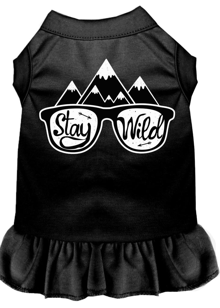 Stay Wild Screen Print Dog Dress Black Lg (14)