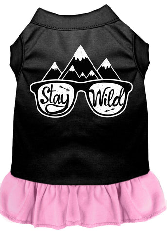 Stay Wild Screen Print Dog Dress Black With Light Pink Med (12)