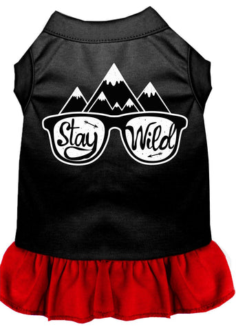 Stay Wild Screen Print Dog Dress Black With Red Med (12)