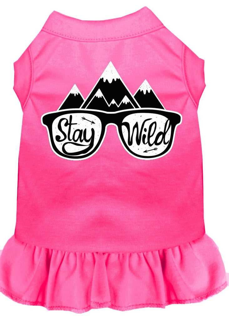 Stay Wild Screen Print Dog Dress Bright Pink Lg (14)