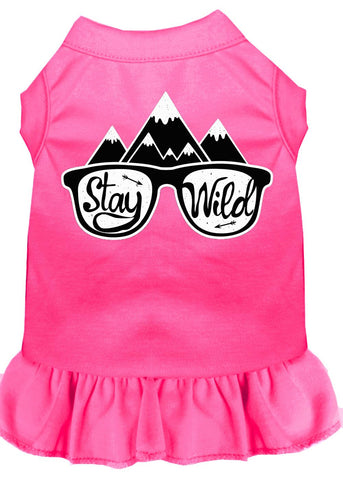 Stay Wild Screen Print Dog Dress Bright Pink Med (12)