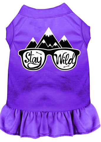 Stay Wild Screen Print Dog Dress Purple Med (12)