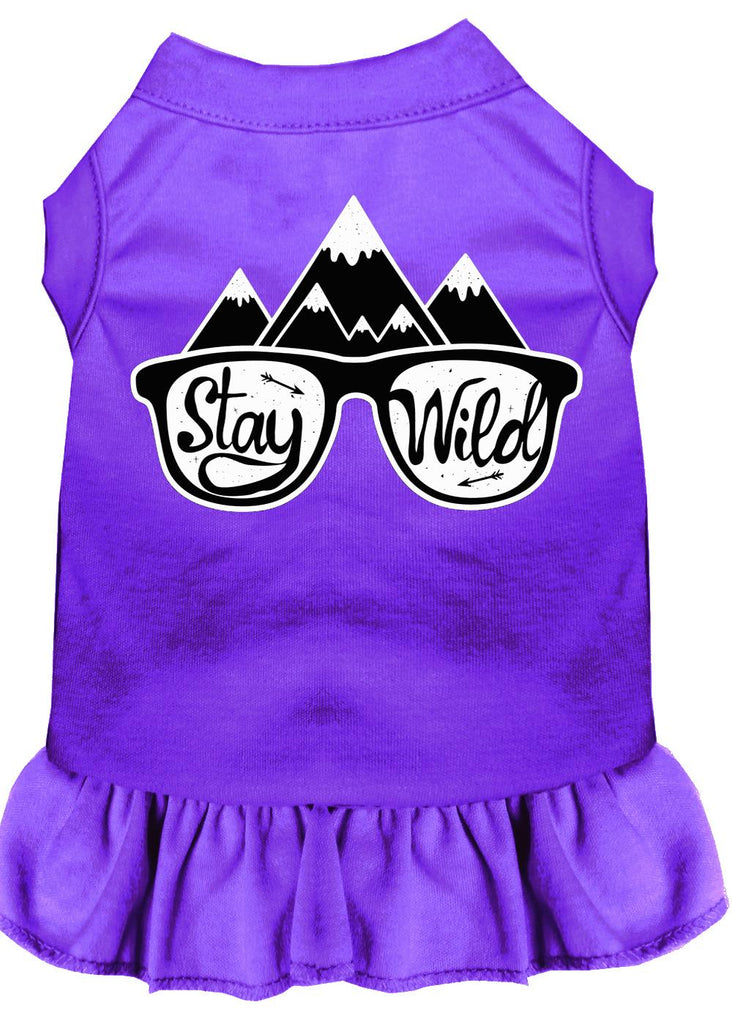 Stay Wild Screen Print Dog Dress Purple Sm (10)