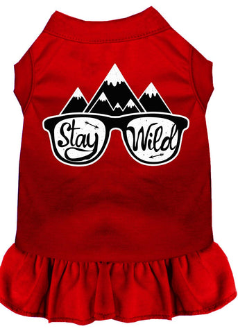 Stay Wild Screen Print Dog Dress Red Med (12)