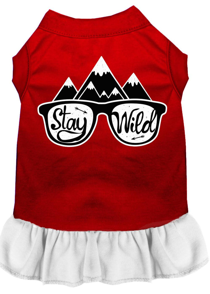 Stay Wild Screen Print Dog Dress Red With White Med (12)